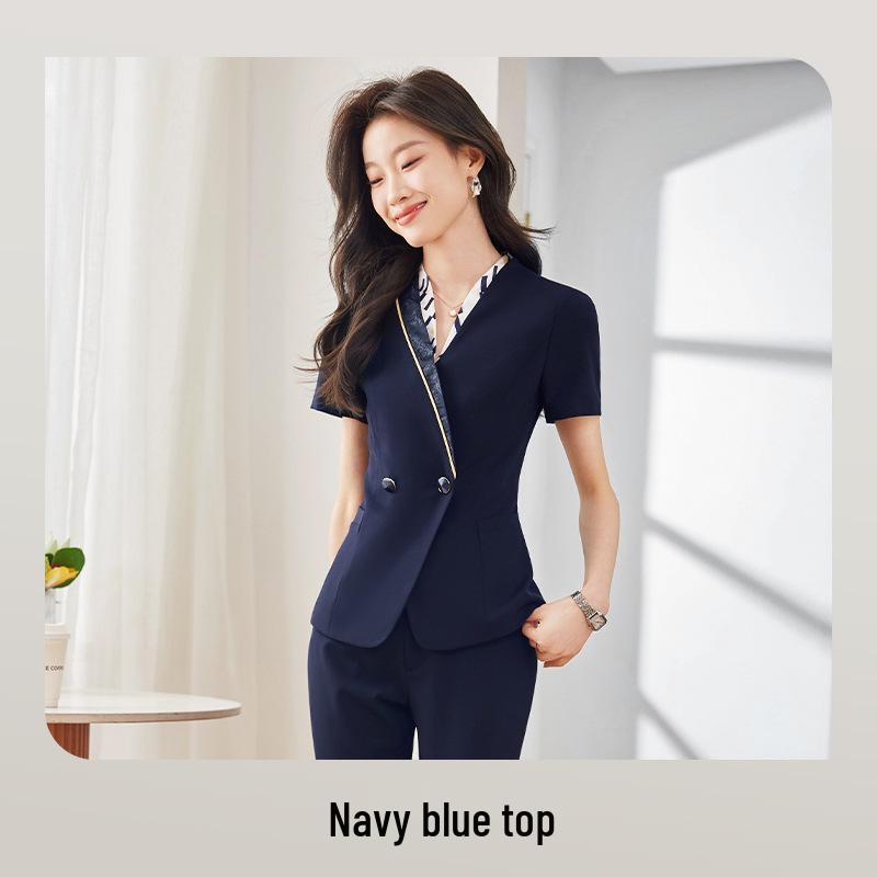 Women's Professional Flight Attendant Skirt Suit - Elegant Summer Workwear for Jewelry Stores & Hotels