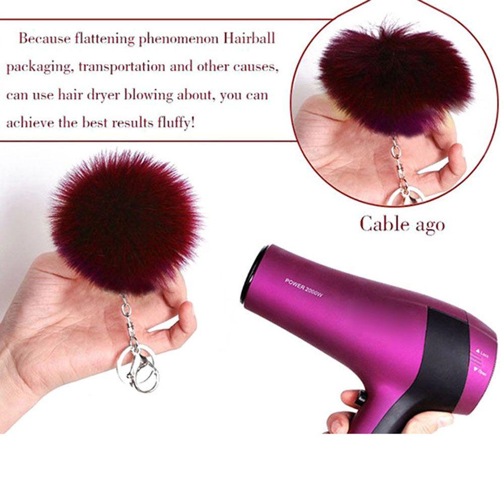 For Woman Simple DIY Pompom Fluffy Fur Bag Pendant Key Ring Keychains Key Chain Fashion Accessories