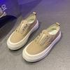 Thick-soled one-pedal canvas shoes for women's 2025 spring new versatile casual no-lace-up, not tired feet, white shoes, board shoes