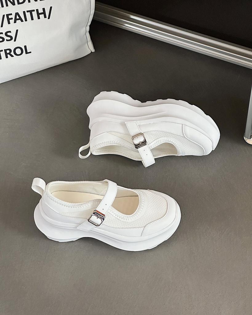 Mesh Breathable Thick Sole Heightening 7CM Mary Jane Shoes Women's 2025 Summer New Casual Sports Dad Shoes Versatile