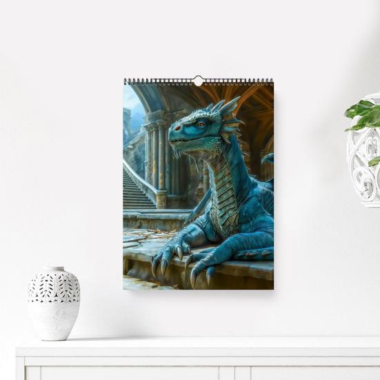 Kalendarz Ścienny Smok 2026 Jan. 2026 - Gru. Planer 12-miesięczny na rok 2026 z ilustracjami fantasy do biura domowego