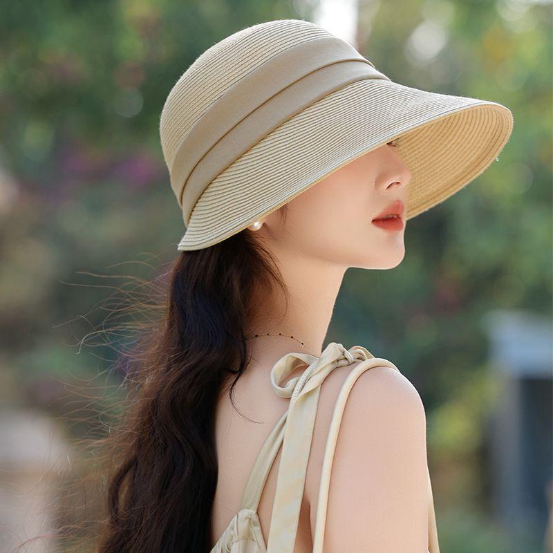 

Новая соломенная шляпа женская летняя тканая полая дышащая солнцезащитная кепка солнцезащитная складная кепка one size бежевый