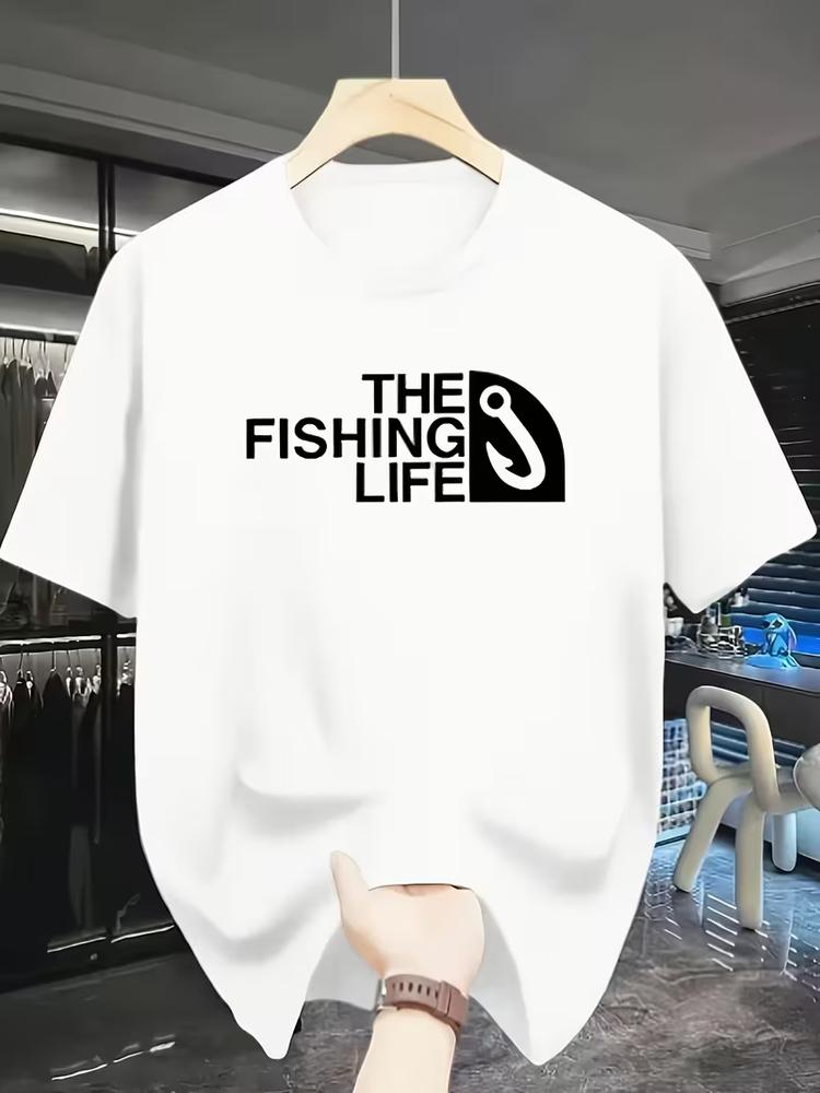 Unisexs Fish Hook Graphic T Shirt Vintage Style Casual Outdoor Short Sleeve Tee