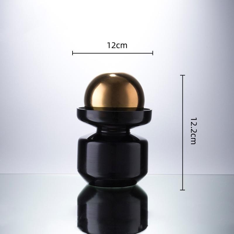 

Black Glass Vase Spherical Cover Hydroponics Terrarium Flower Vase Golden Ball Flower Arrangements Home Decoration Accessories