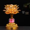Sacred Lotus LED Offering Lamps: Seven-Color Buddhist Home Pair