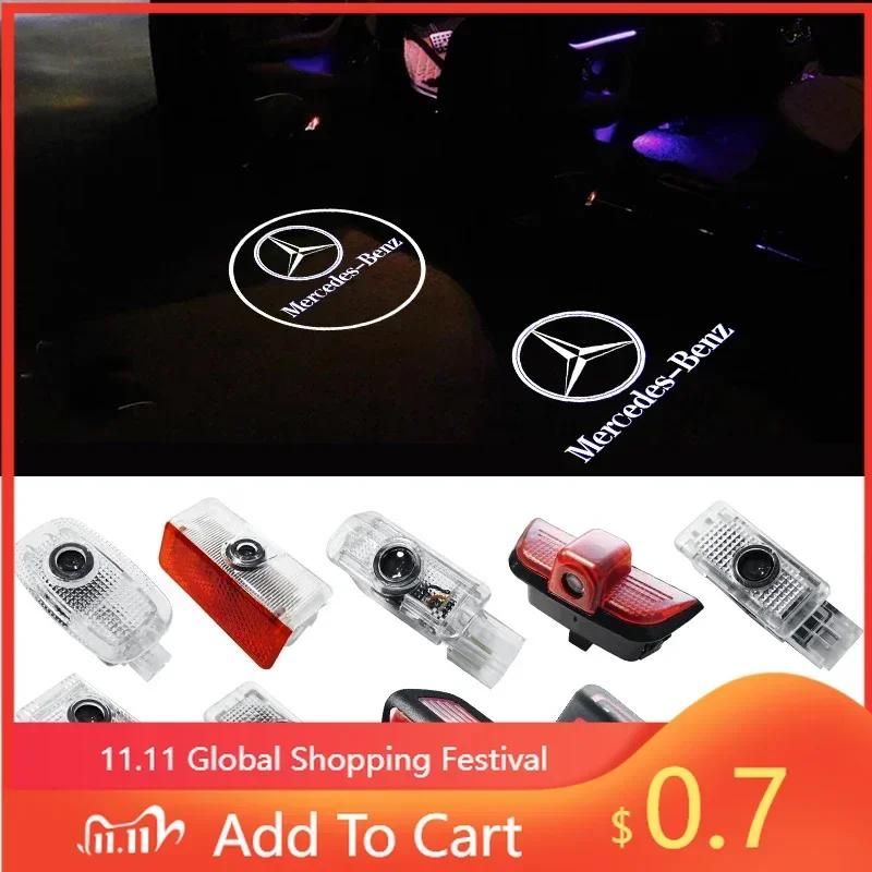 Car Sticker For Benz New 2Pcs LED HD Car Door Lights Benz Logo Welcome Light For Mercedes Benz E GLC GLA GLB E GLB GLE C A Class
