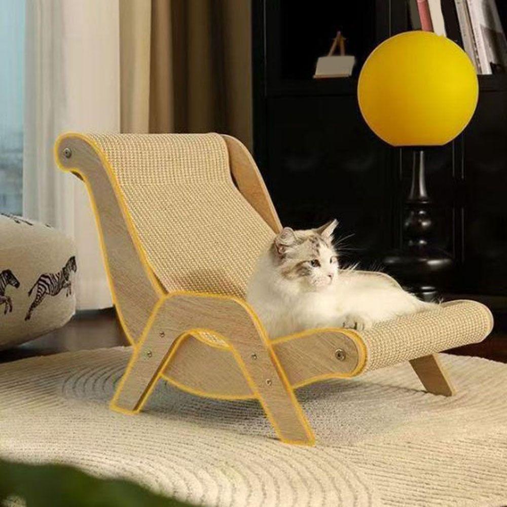 Elevated Pet Rocking Chair Wooden Cat Sofa Bed Cat Scratcher Cat Hammock Bed  for Cats/Dogs