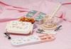 Skater Lunch Box Trio and Antibacterial Cutlery with Made in Rabbit TACC2AG69600 Kids' Set, Chopsticks, Spoon, Fork, Easy-Opening Slide-Out Design,