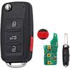 4 Buttons Car Key Case Fob Housing for VW GTI Jetta Eos Golf 2011-2016 | P/N: NBG010180T,5K0837202A, 5K0837202AD,Uncut 3+1 Panic ,Folding Flip Remote