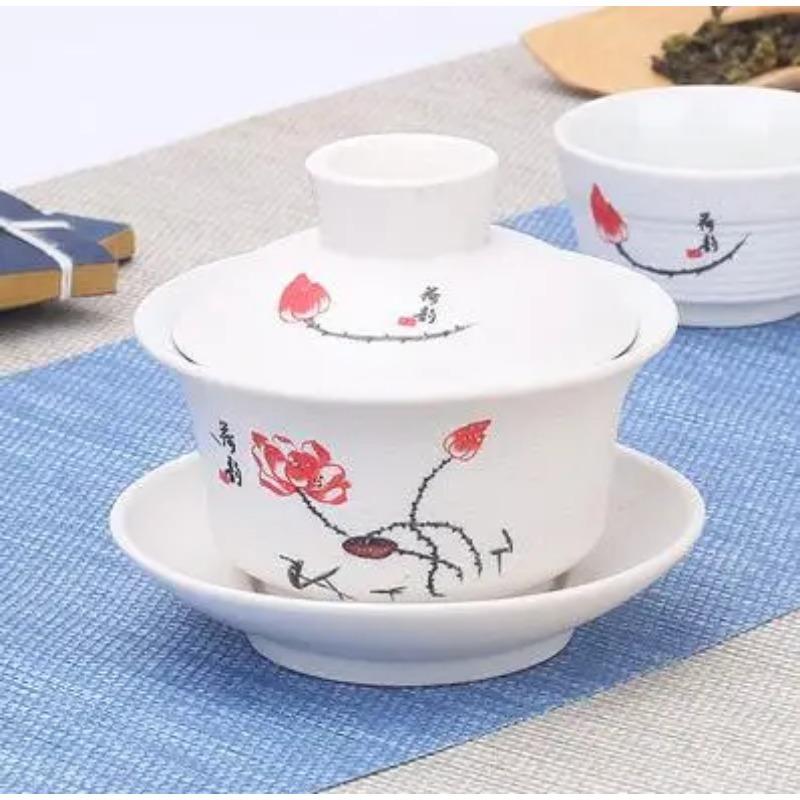 Chinese Hand Painted Kungfu Tea Set, Tureen Dehua, White Porcelain, Gaiwan, Pot Set for Travel, Fast Cup, High Quality