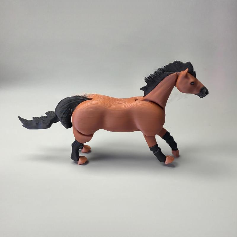 3D-печатная статуэтка лошади Гибкие подвижные конечности Коллекционная фэнтезийная фигурка С гривой и хвостом коричневый