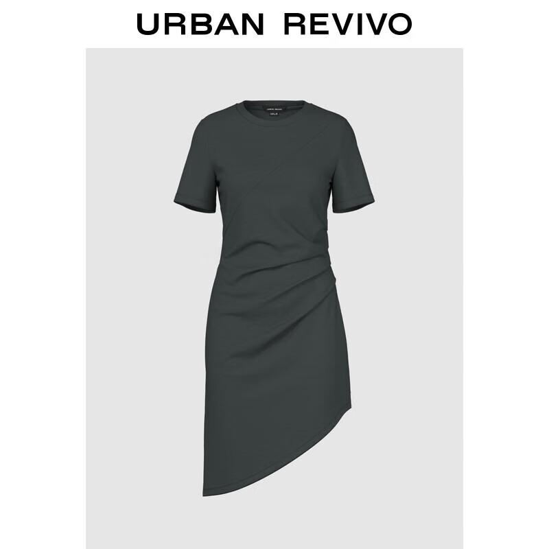 

UR Women s 2025 Spring Irregular Pleated Short Sleeve Dress S