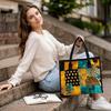 Sunflower Leopard Print Tote Bag Stylish Casual Large Capacity Portable Daily Use Handbag for Women
