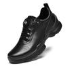 Men's Black Genuine Leather Sports Shoes with Knob Design, Banquet Anti-slip and Wear-resistant Casual Business Leather Shoes