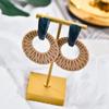 Korea Bohemia Handmade Geometric Drop Earrings For Women Imitation Rattan Straw Weave Knit Vine Earring Vacation Party Jewelry