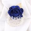 WANLIAN Blue Bridesmaid Wrist Corsage Wedding Flowers Prom Rose Corsage and Boutonniere Set for Wedding Party Prom Wedding Ceremony Anniversary Set