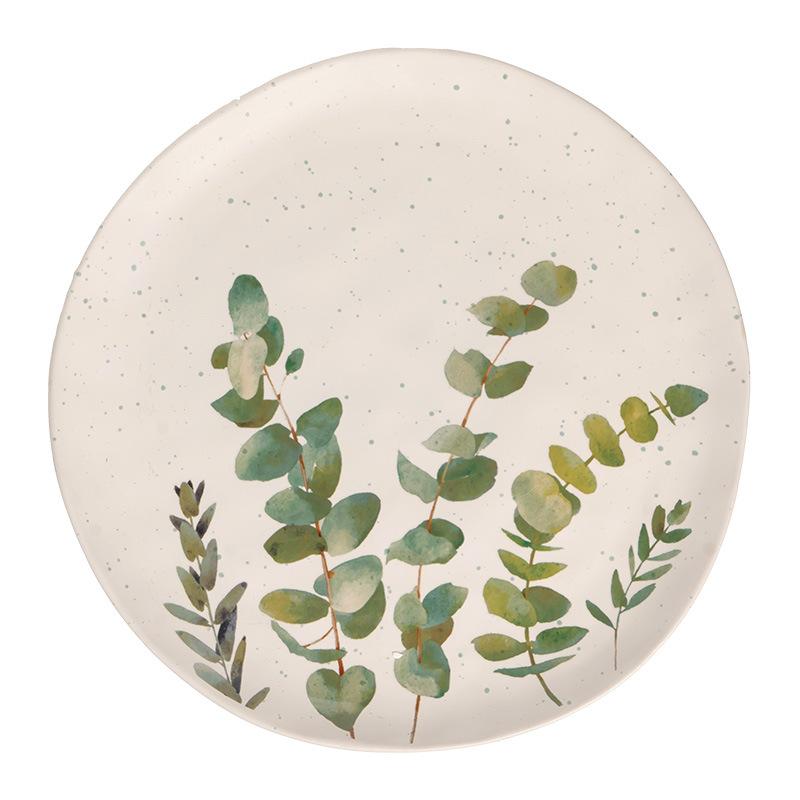 Kreativ Handmålad Keramisk Servis Enkel Grön Blad Fruktfat Praktiskt Grönsaksfat Specialformad Tallrik Desserttallrik Stor Tallrik