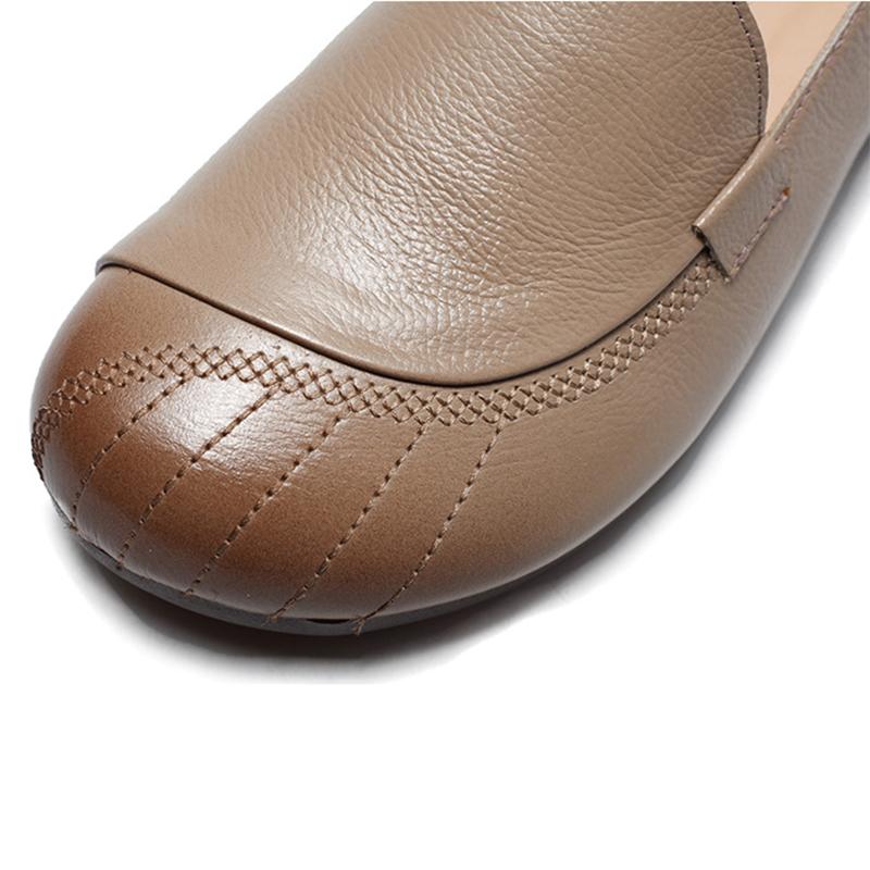 Women Shoes Genuine Leather Flat Slip-On Loafers Non-slip Shoes Soft Breathable Flats Women Outdoor Summer Shoes