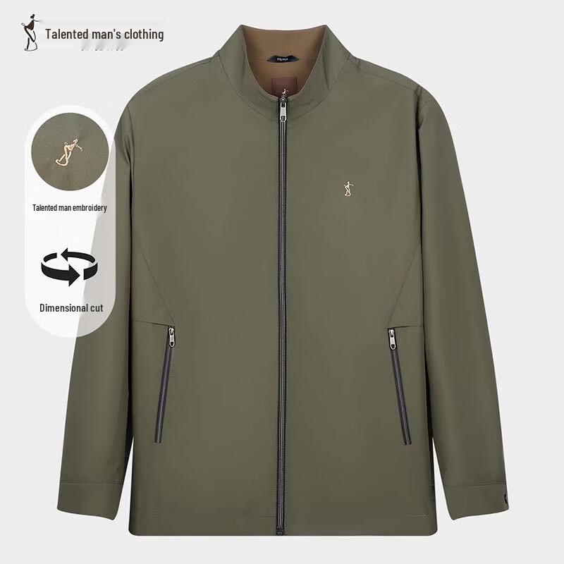 

TRIES Men s Spring Stand Collar Embroidered Business Casual Jacket M