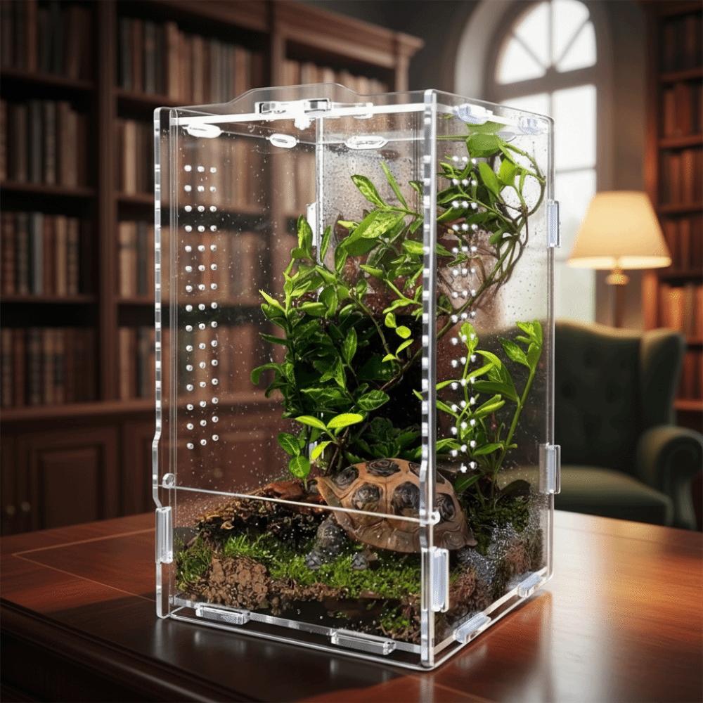 Transparente Reptilien-Futterbox Belüftet Ausbruchsicher Springspinnen-Terrarium Schnallenverschluss Eidechsengehege Für Eidechse Spinne