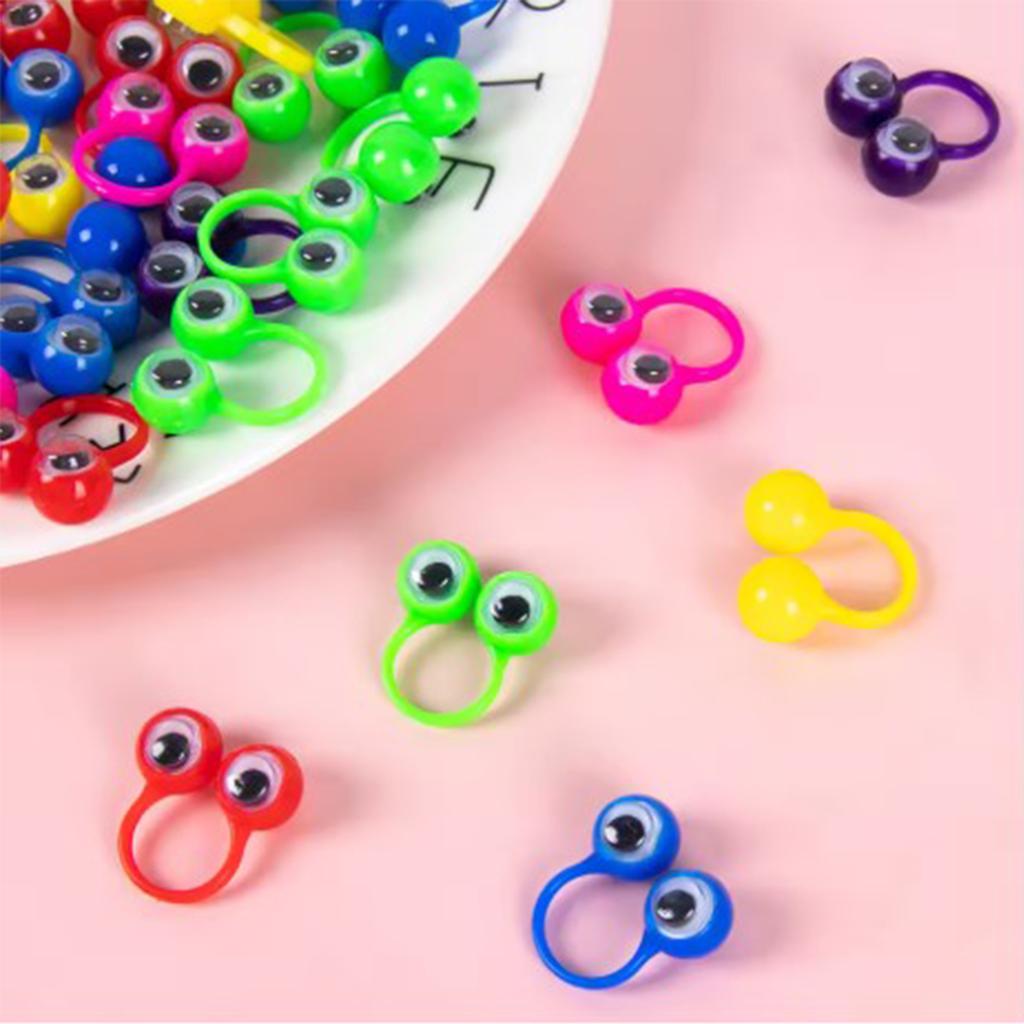 20PCS Fun Wiggle Eyeball Puppet Finger Rings Plastic Party Souvenir Toys for Kids Jokes Practical Game Gifts Birthday Decoration