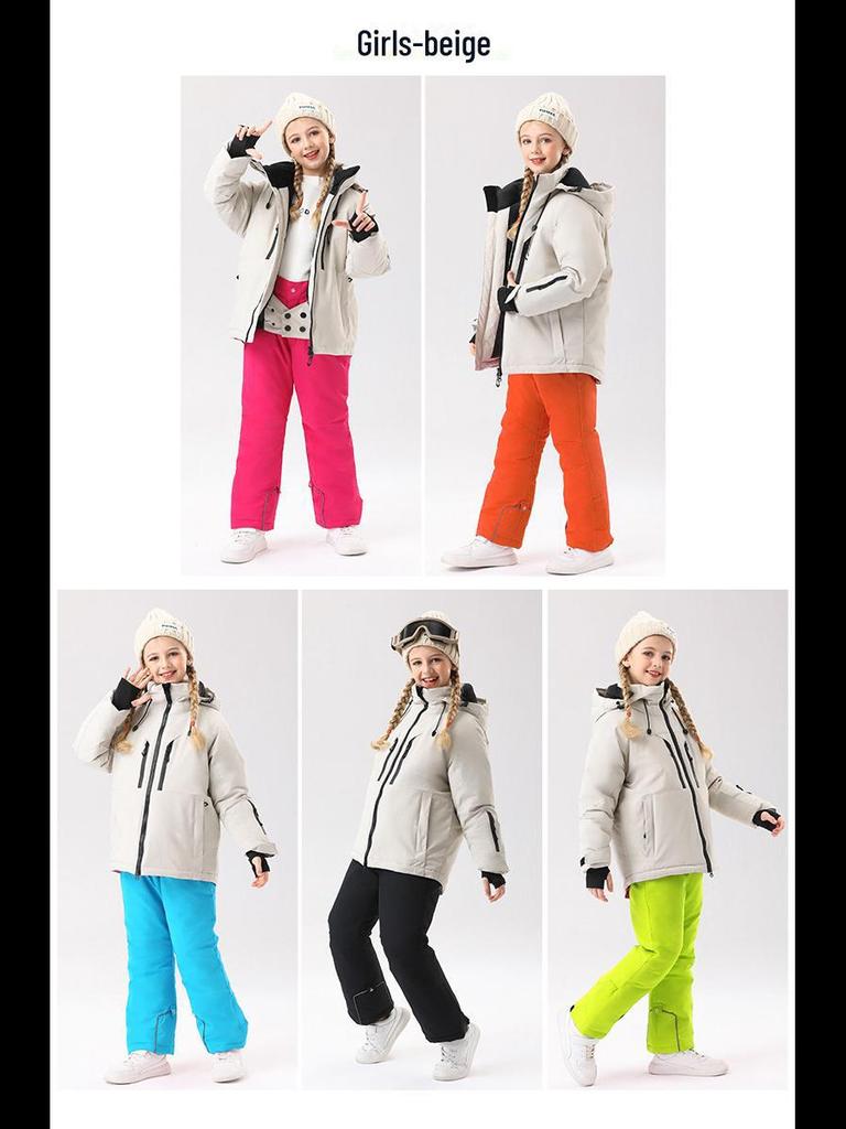 2023 Winter Children's Waterproof Ski Suit - Unisex Hooded, Breathable, and Insulated Jacket