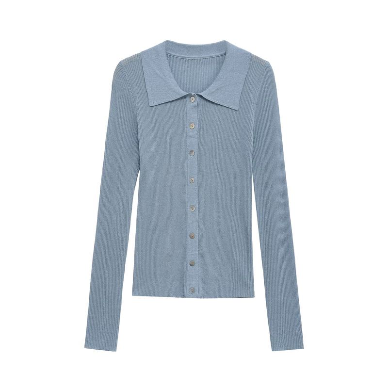 Araltay New Arrival Fashion Style Women's Fashion All-Match Metal Color Line Knitting Polo Shirt Tops 2142129