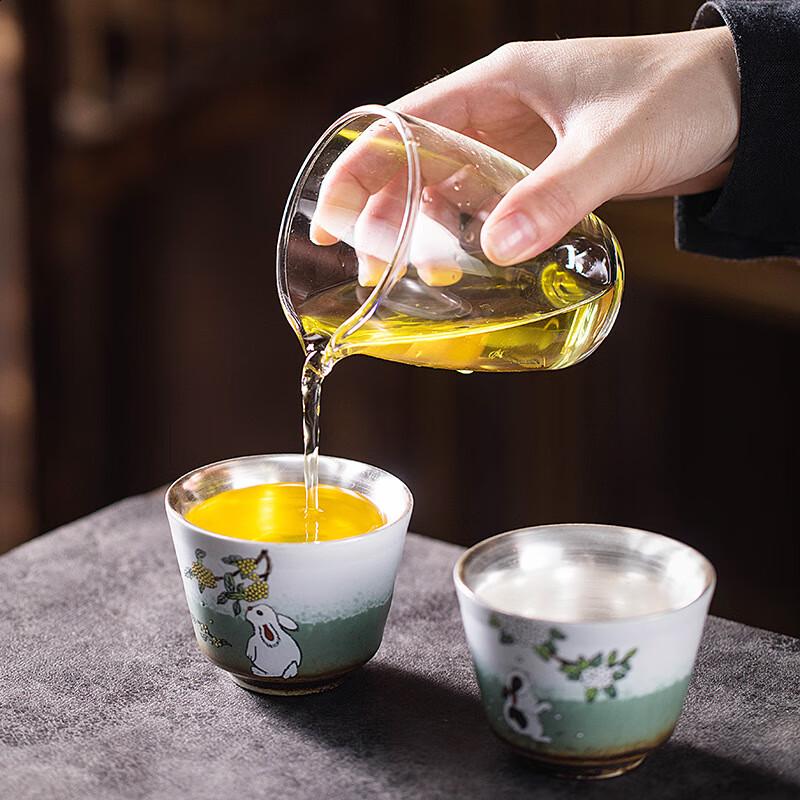 Jade Rabbit Silver Teacup Gift Set