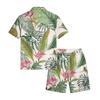 Men's Casual Printed Top and Drawstring Shorts Set Lightweight Breathable Set for Summer