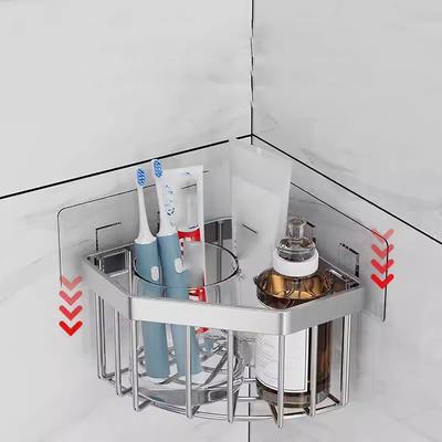 Ecke Spülbecken Edelstahl Schwamm Aufbewahrungskorb, Badezimmer Zuhause Aufbewahrungsregal, Nicht perforiertes dreieckiges Abtropfgestell