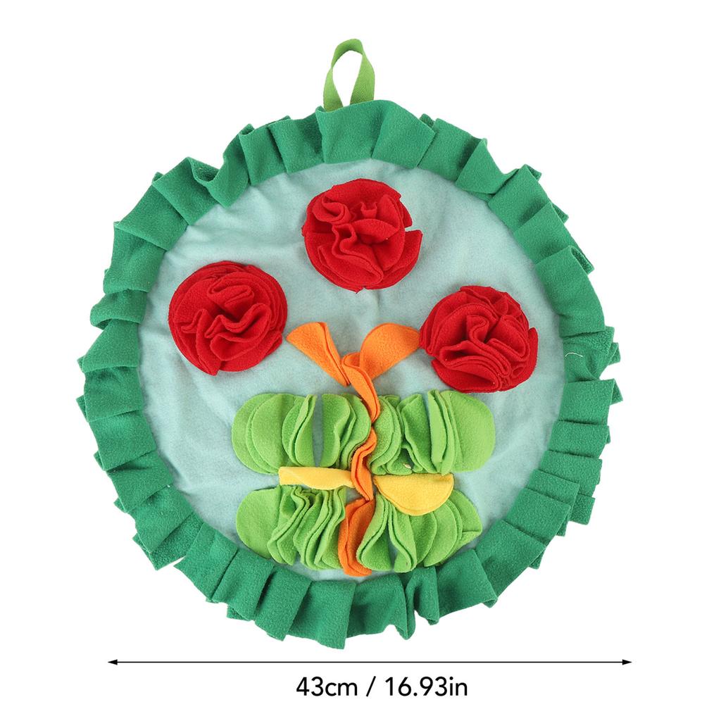 Three Red Flowers Pattern Rabbit Foraging Mat Rabbits Snuffle Mat Interactive Nosework Feeding Mat for Pets