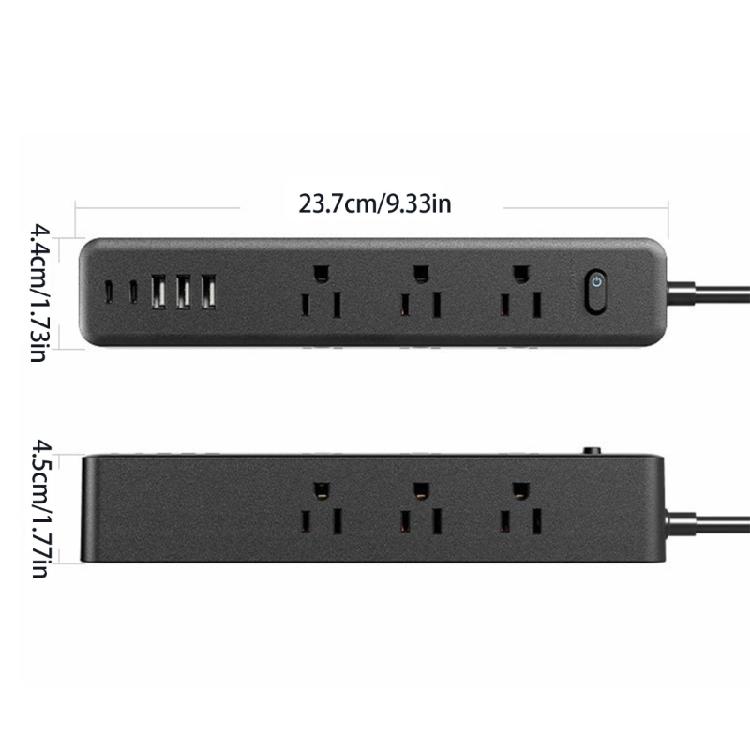Schlanke Steckdosenleisten mit 9 Steckdosen, 3 USB-Ports, 2 USB-C-Ports, Überspannungsschutz, Flachstecker für Heim, Büro, Reise-Ladebedarf