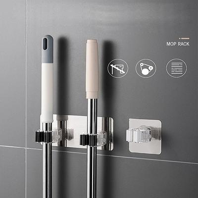 Multipurpose Powerful Mop Clip with No Punching Waterproof and Traceless Mop Hook Wall Mounted Broom Clip Kitchen Broom