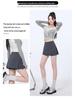2025 New Women's Gray High Waist Slit A-line Bodycon Skirt Pants - Spring/Autumn Fashion