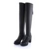 Women's boots 2026 winter long leg elastic leather knee high heels slim leg boots women's high leg boots