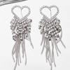European-American Diamond-Inlaid Metal Tassel Earrings for Women - High-End Niche Design