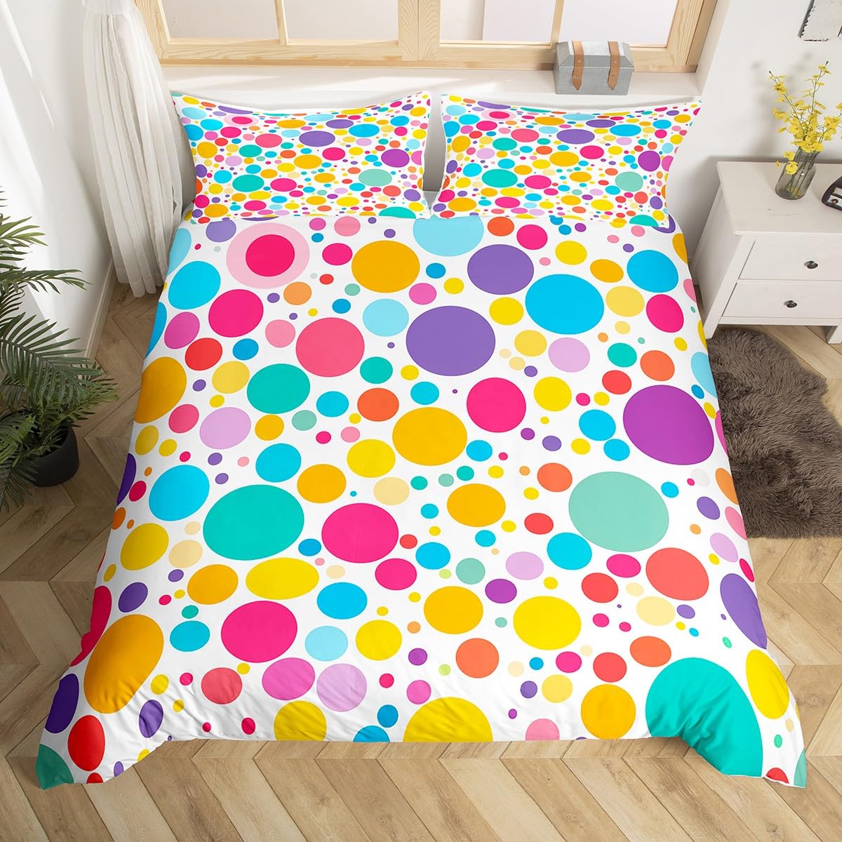 

Comforter Geometry Simple Circles Grid Pattern Comforter Microfiber Geometric Shape Bedding Set For Boys Adult Gift Comforter (quilt)-EU Single(135*200cm)3pcs