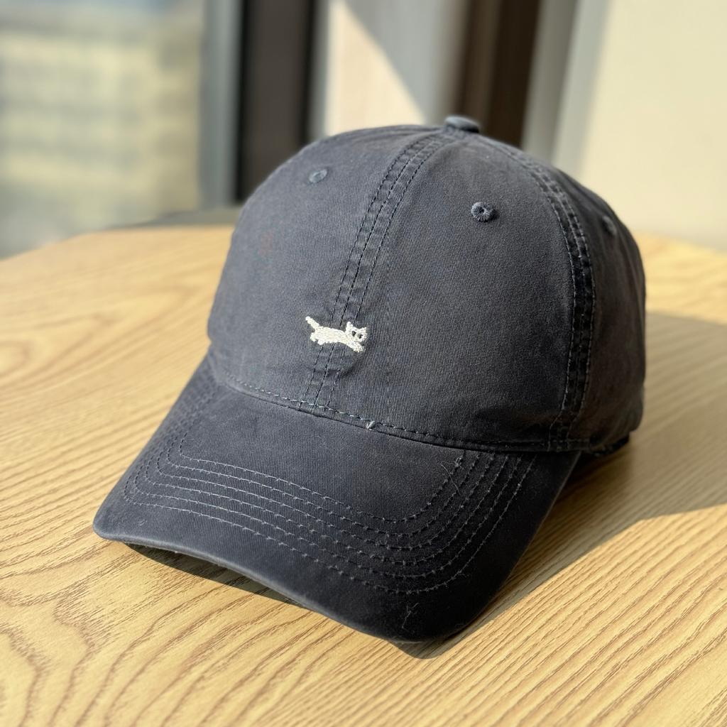 Korean-style versatile cartoon cat embroidered baseball cap for women, suitable for large head sizes, makes the face look smaller, soft-top duckbill