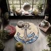 Anchor and Ship's Wheel,Round Area Rug,Carpet Rug for Living Room Bedroom Sofa Playroom Decor,Non-slip Floor Mat