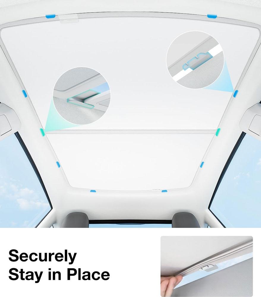 GEWT6 Sun Shades For Tesla Model 3 Highland 2026 Model Y Ice Cloth Buckle Sun Pare Glass Front Rear Sunroof Skylight Accessories