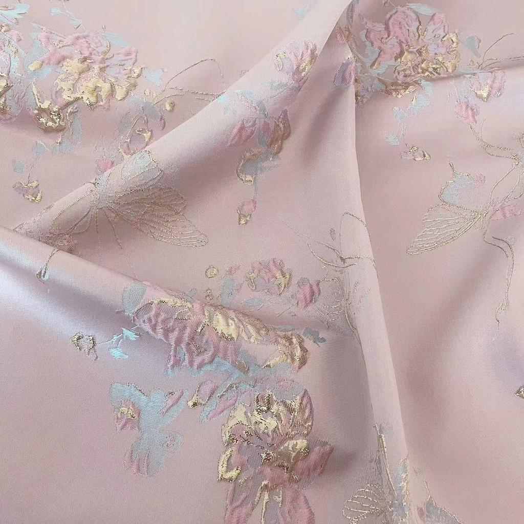 100*150cm Butterfly Jacquard Woven Gold Relief Fabric Light Luxury Chinese Style Yarn Dyed Fabric For Diy Sewing Dress Shirts