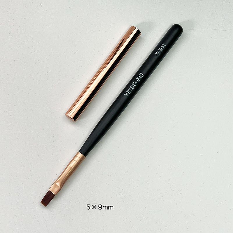 

Black Wood Handle Nail Art Brushes: Liner, Round, Flat, Chrysanthemum.