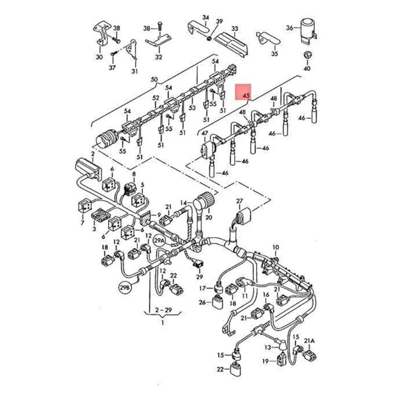 Glow Plug Bridge Wiring Harness 070971277B 299220 for 2.0 2.5 2003-2010 Glow Plug Connector Replacement