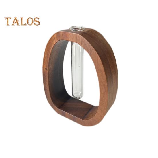 Vasă cu tub de încercare pentru plante hidroponice cu suport din lemn Vază cu flori transparentă Centru de masă Vază de propagare a plantelor Home Office Decor pentru birou