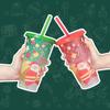 Christmas Cooling Cup 24oz Large Capacity Plastic Straw with Straw Change Color When Cold Christmas Straw Cup