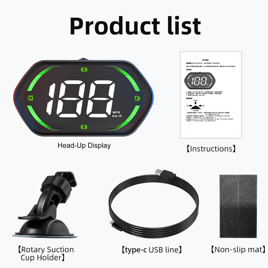 Car Hd-Up Display, GPS meter With MPH/ , Overspeed Alarm, Auto Brightness Adjustment, Plug and Play for All Vehicles