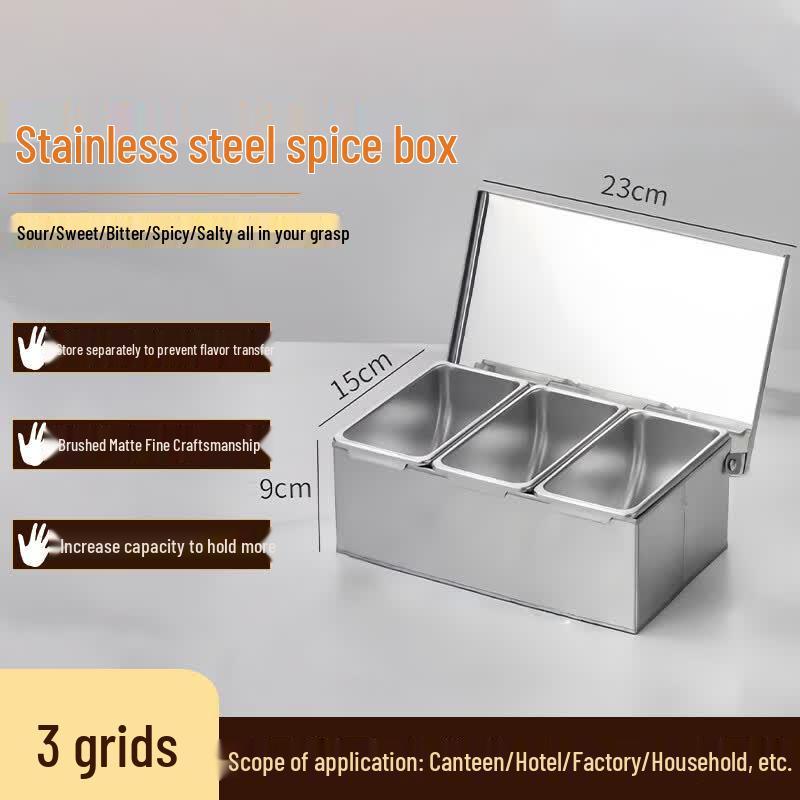 FATTBAO Stainless Steel Multi-Compartment Seasoning Box