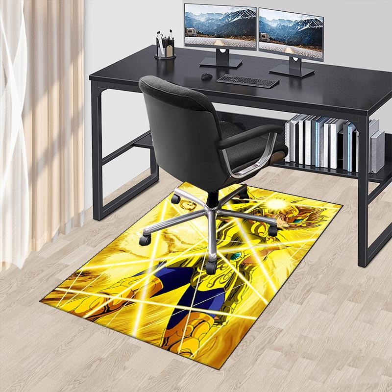 

1pc Golden Lion Saint Seiya Chair Mat - Anime Cartoon Design Office Desk Pad, Non-Slip Rug for Home Decor, Suitable for All Seasons.R010 60cm by 90cm