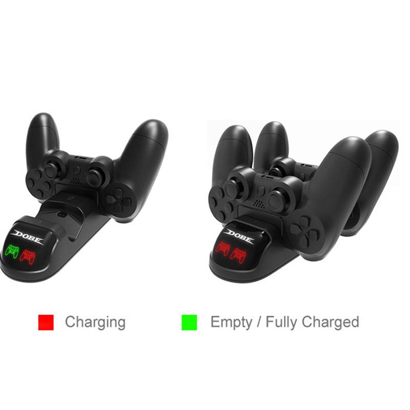 Dual Controller Charger Charging Stand for PS4/Pro/Slim with 4 Micro USB Dongles