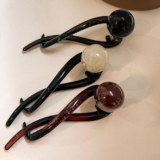 3Pcs Banana Clip Set Beads Decor French Style Hair Clips Women Non-Slip Twist Ponytail